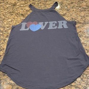 High neck tasteful dark gray vintage tank